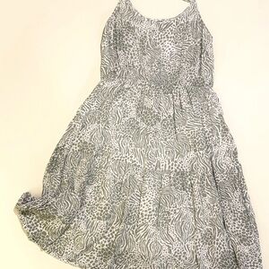 Vero Moda Green and White Animal Print Halter Midi Dress